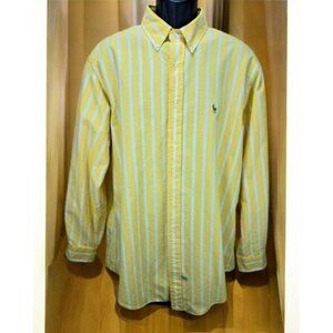 Ralph Lauren Yellow Striped Cotton Dress XL Shirt 17-34